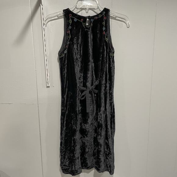Sacred Threads Whimsigoth Velvet Mini Dress Size Small Embroidered Sleeveless - Picture 3 of 6